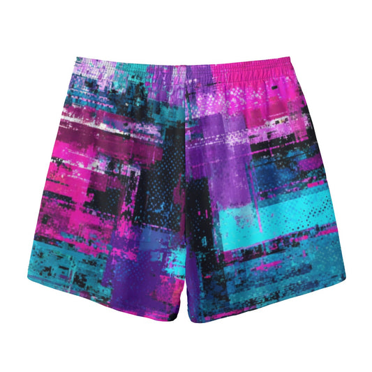 Fuchsia Purple Abstract Pattern Basketball Shorts Pocket Sports Shorts