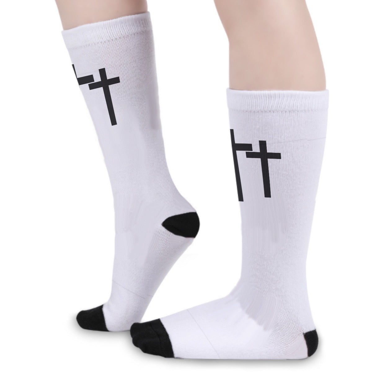 Triple Cross Faith Based Mighty Lifestyle Long Unisex Sports Socks – Comfortable, Inspirational Performance Wear for