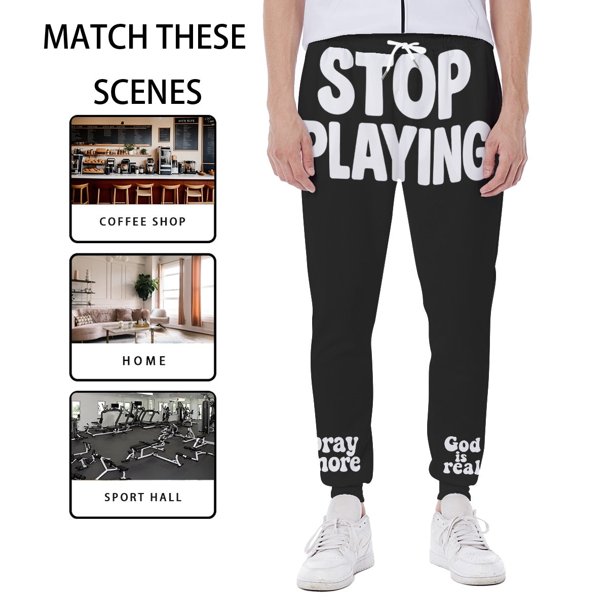 Stop Playing Pray More God is Real Yeshua is Real Chosen. Christian Apparel Men’s Sweatpants