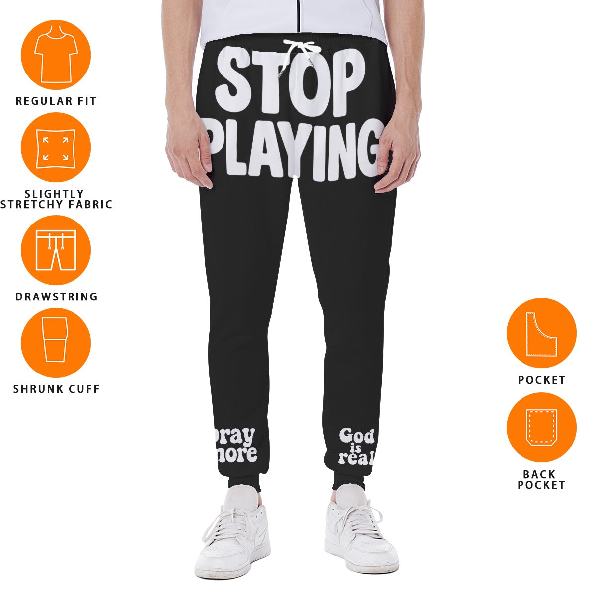 Stop Playing Pray More God is Real Yeshua is Real Chosen. Christian Apparel Men’s Sweatpants