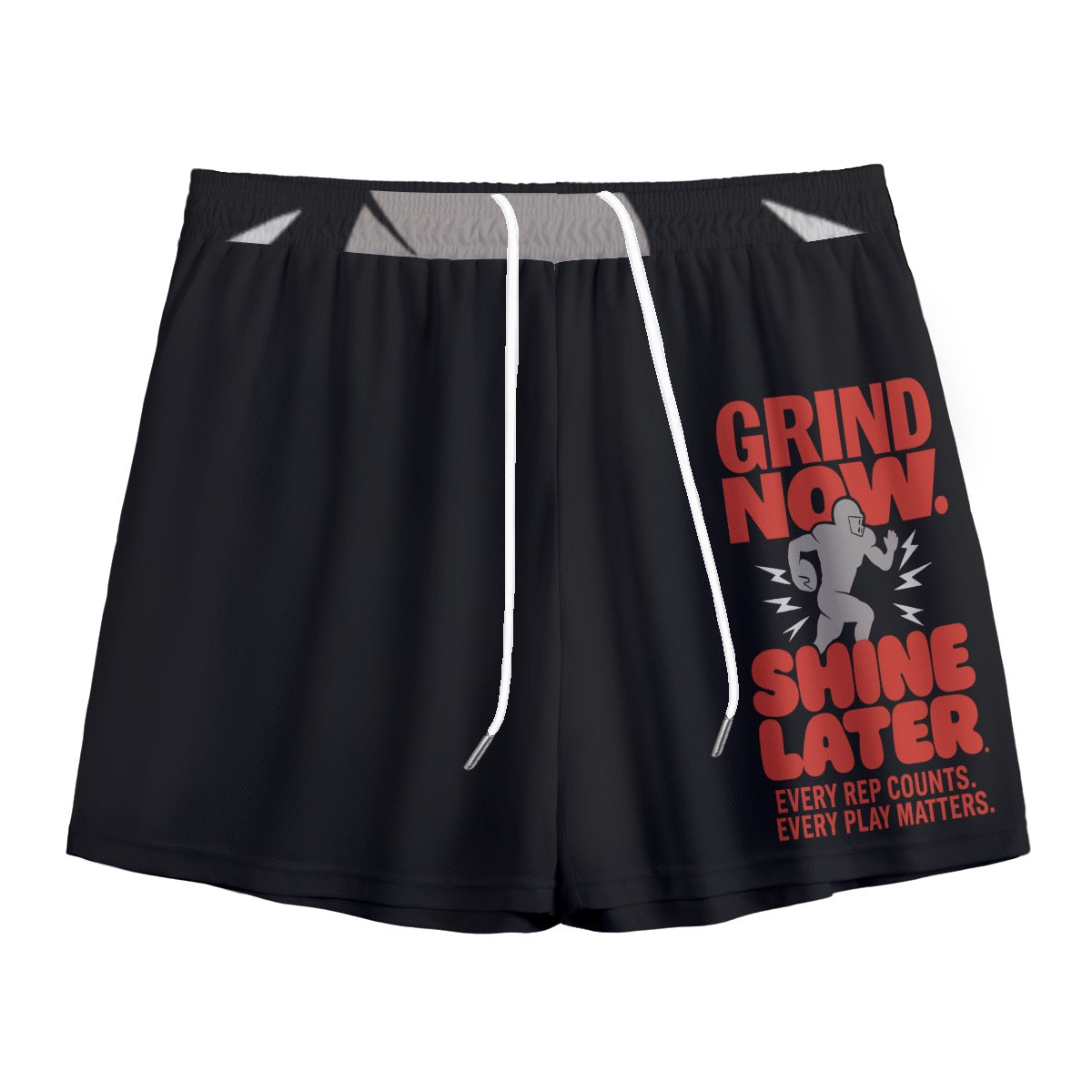 Grind Now Shine Later Mesh Shorts | Grind Now Shine Later Mesh Shorts – Motivational Workout Shorts for Men & Teens | Black Athletic Fit with Bold Red Print