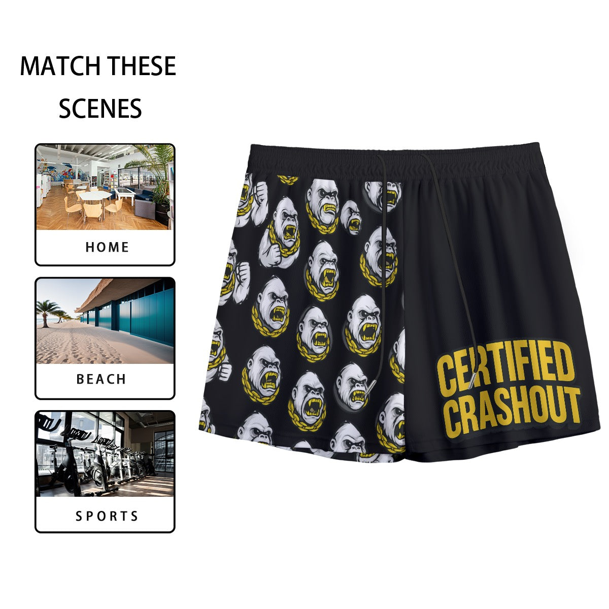 Ape Certified Crashout Men’s Athletic Mesh Shorts – Street, Field & Court Ready Sports Shorts