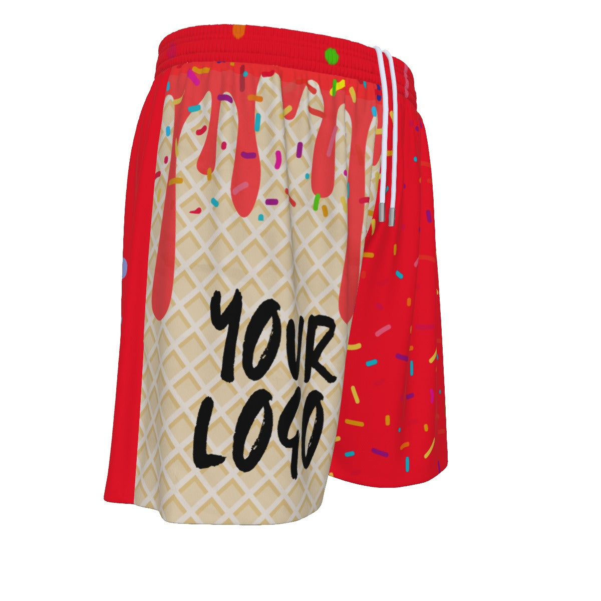 Custom Your Logo Ice Cream Drip Cherry Men's Mesh Shorts
