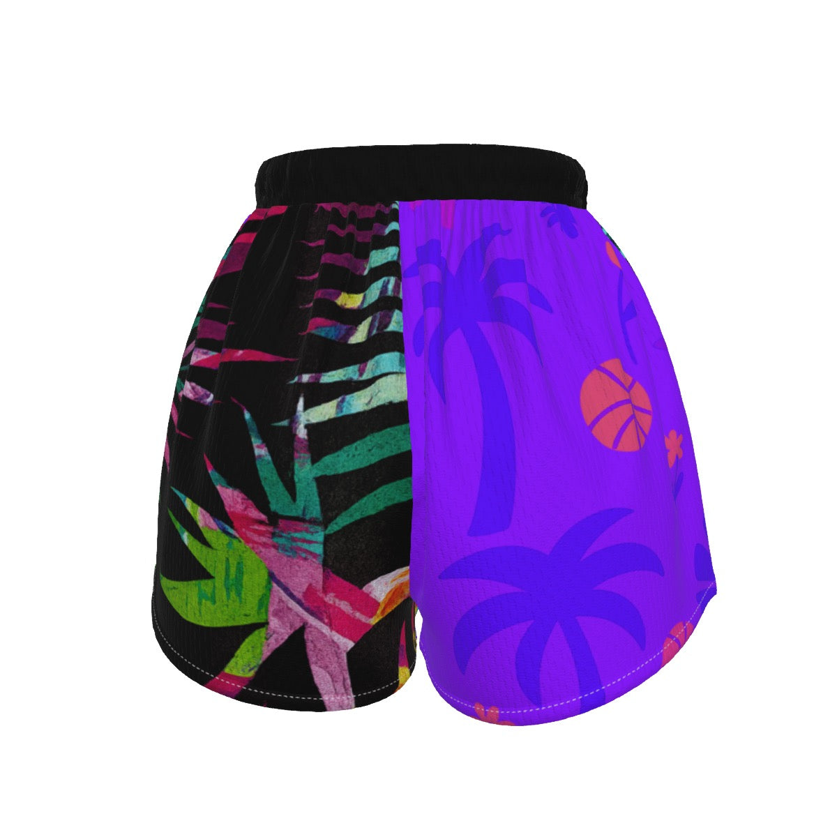 Hawaiian and Palm Leaves Basketball Shorts Women's Sports Shorts | Tropical Hawaiian Palm Leaves Basketball Shorts for Women & Teens – Colorful Sportswear
