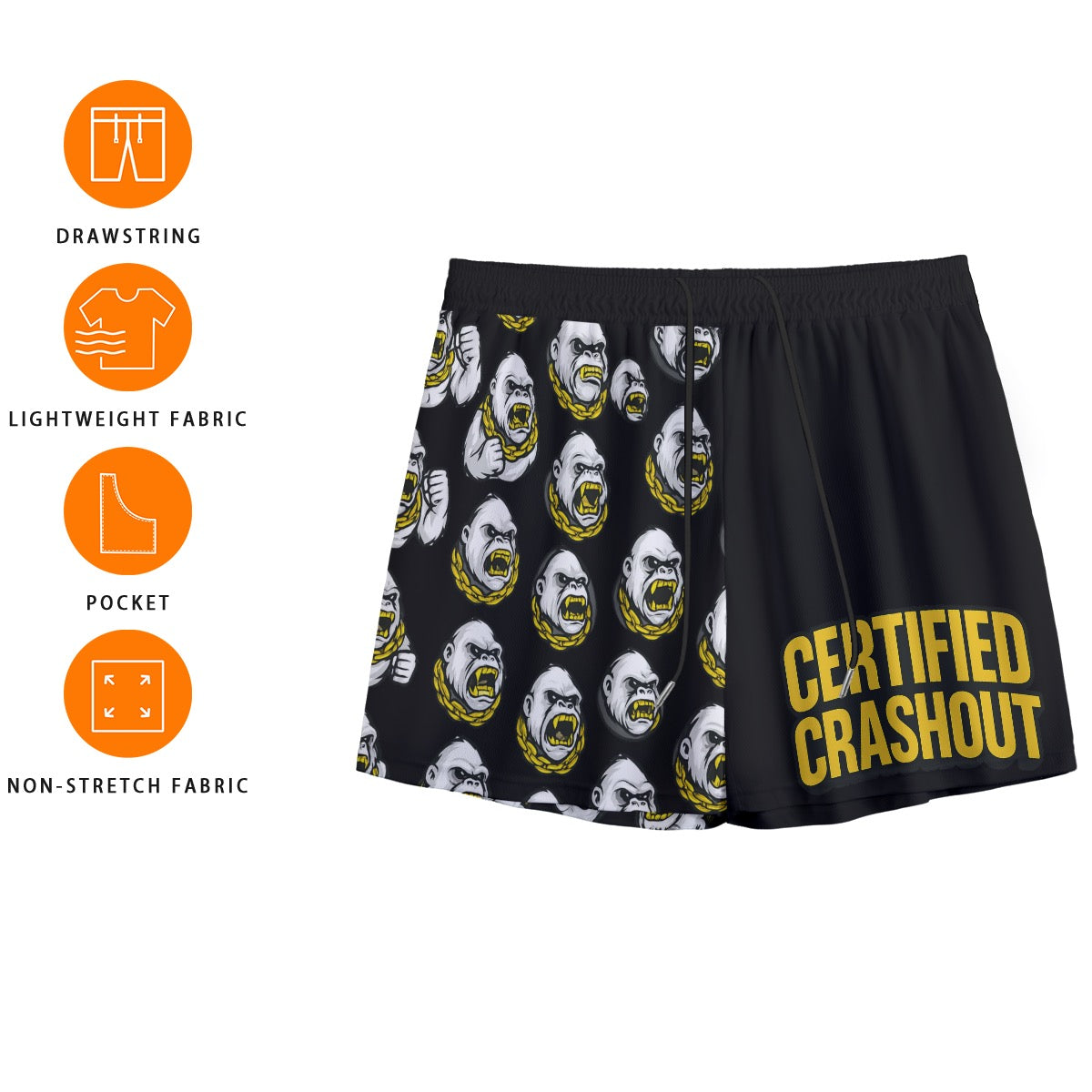 Ape Certified Crashout Men’s Athletic Mesh Shorts – Street, Field & Court Ready Sports Shorts