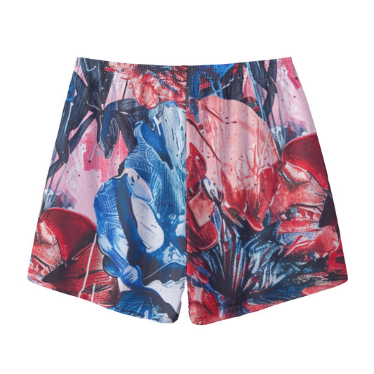 Painted Buckets Basketball Shorts – Blue & Red Abstract Performance Shorts with Pockets, Lightweight Breathable Gym & Streetwear Hoops Shorts
