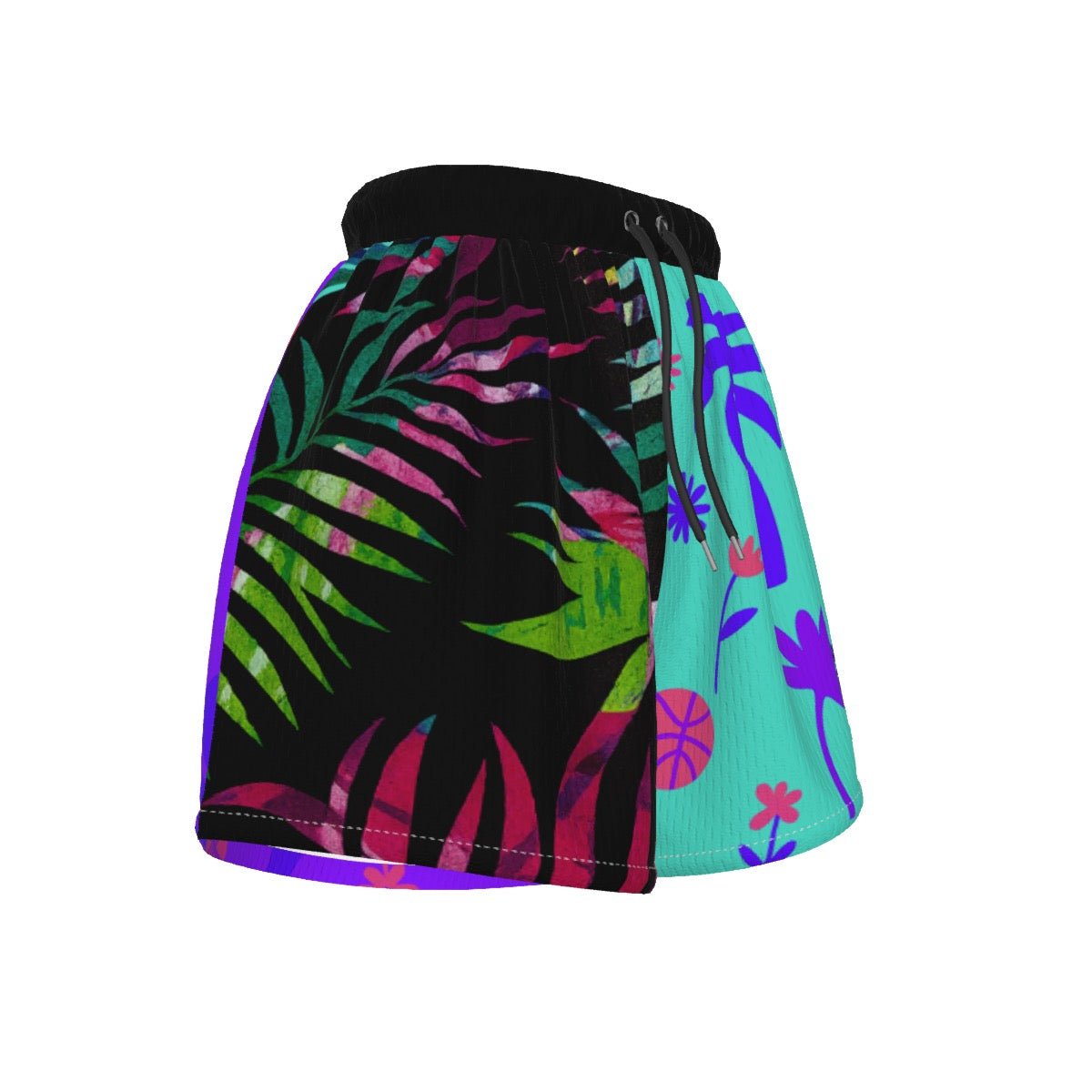 Hawaiian and Palm Leaves Basketball Shorts Women's Sports Shorts | Tropical Hawaiian Palm Leaves Basketball Shorts for Women & Teens – Colorful Sportswear