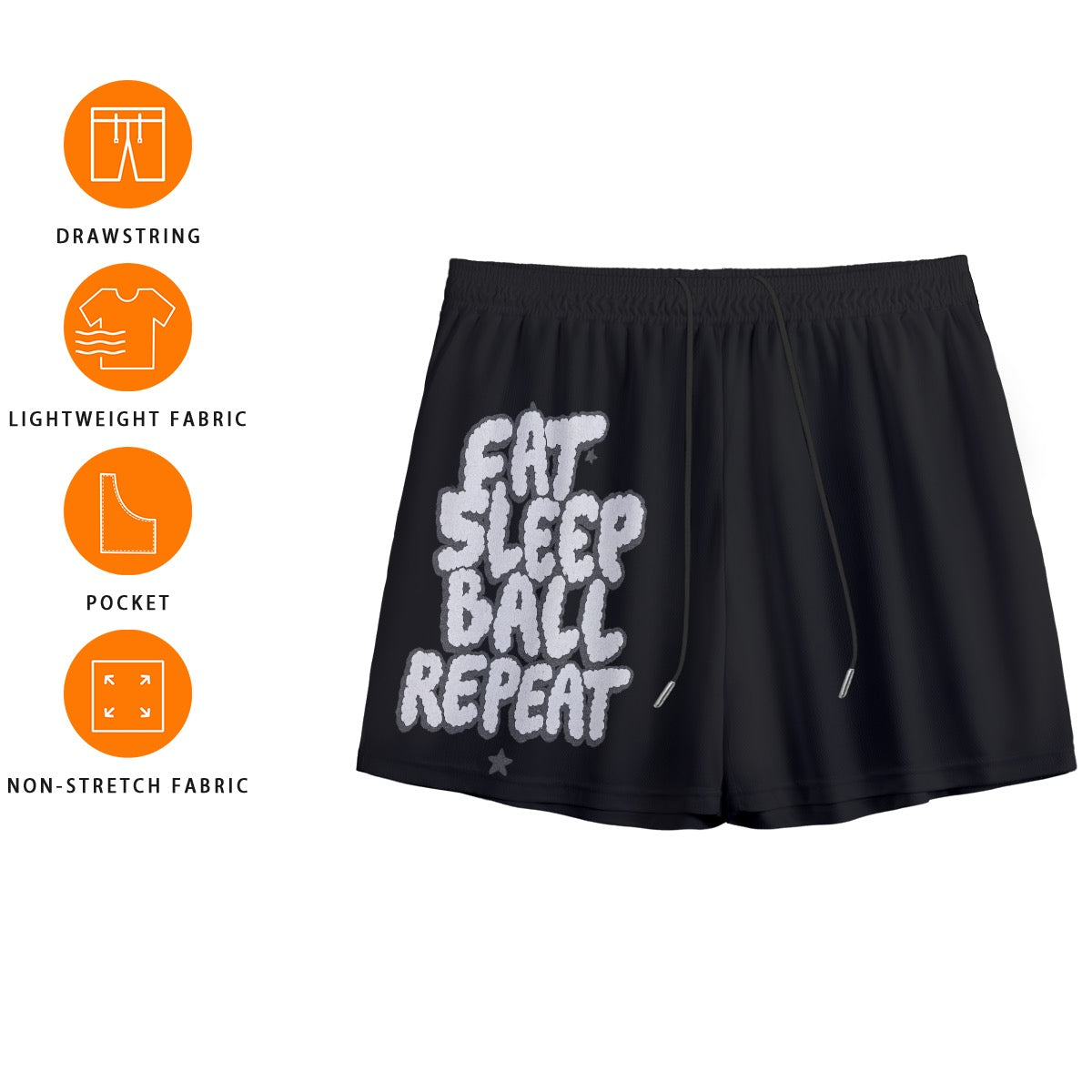 Eat Sleep Ball Repeat Men's Mesh Shorts | Eat Sleep Ball Repeat Men’s Mesh Basketball Shorts – Breathable Sportswear for Training, Gym, or Beach