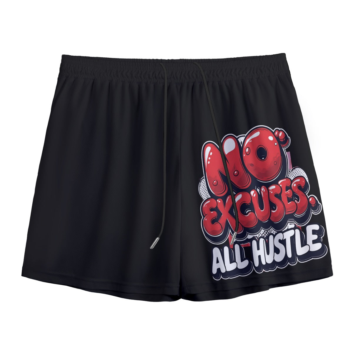 No Excuses All Hustle Men's Mesh Shorts | No Excuses All Hustle Mesh Shorts – Motivational Men’s Athletic Shorts for Basketball, Rugby, Lacrosse, Tennis & Gym Training