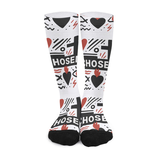 Chosen Faith Based Socks Christian Apparel Unisex Long Socks Christian Football Socks Basketball Socks Soccer Socks Volleyball Socks Red Black Socks