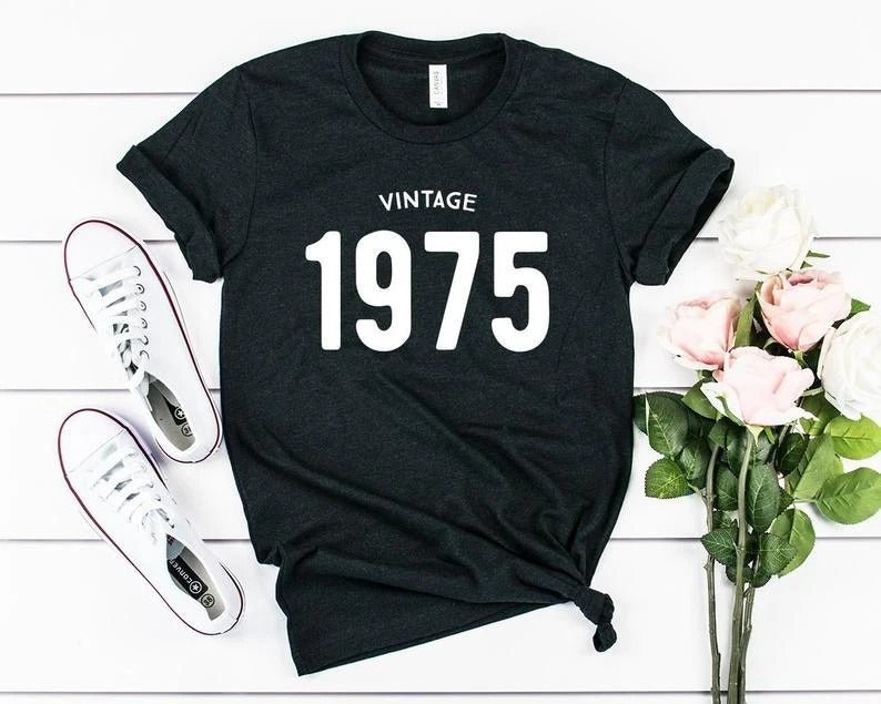 1975 Shirt | T-shirt VINTAGE 1975 Men's and Women's Letters European and American Street Short Sleeves - Mighty Lifestyle