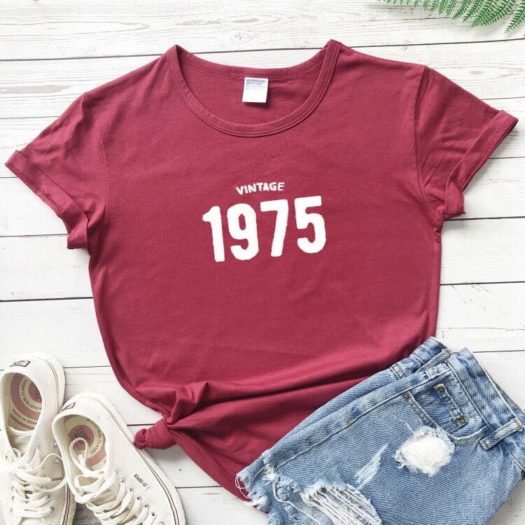 1975 Shirt | T-shirt VINTAGE 1975 Men's and Women's Letters European and American Street Short Sleeves - Mighty Lifestyle