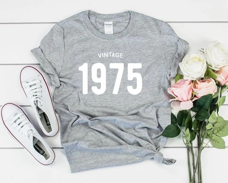 1975 Shirt | T-shirt VINTAGE 1975 Men's and Women's Letters European and American Street Short Sleeves - Mighty Lifestyle