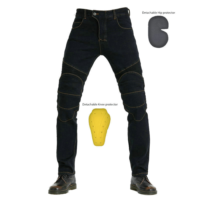 Motorcycle Riding Jeans for Men – Shatterproof Stretch Denim Pants, Protective Off-Road Biker Pants with Armor Padding, Street & Racing Style
| Motorcycle racing rider straight jeans, shatterproof pants, off-road motorcycle racing pants