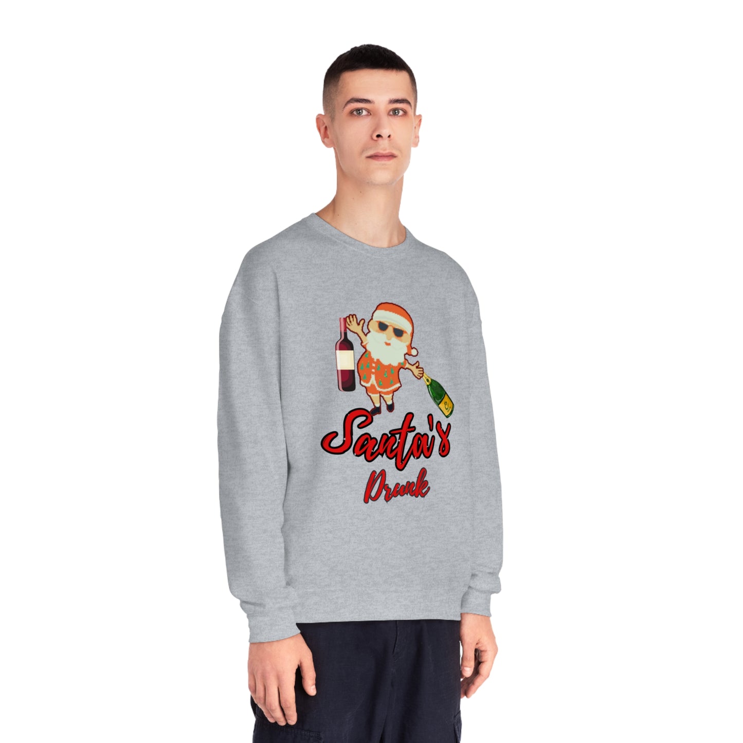 Santa Sweater, Santa's Drunk, Ugly Sweater, Ugly Holiday Sweater, Ugly Christmas Sweater, Unisex NuBlend® Crewneck Sweatshirt