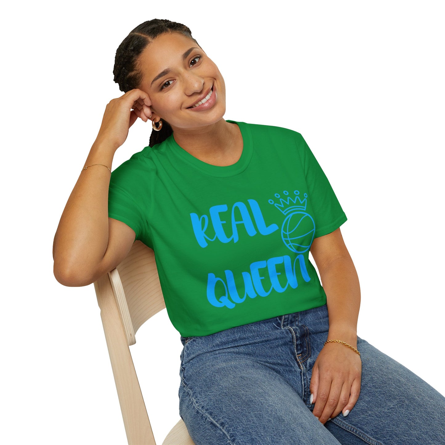 Real Queen Blue Font | Basketball Shirt | Sports Shirt | Baller Shirt | Mighty Lifestyle | Softstyle T-Shirt