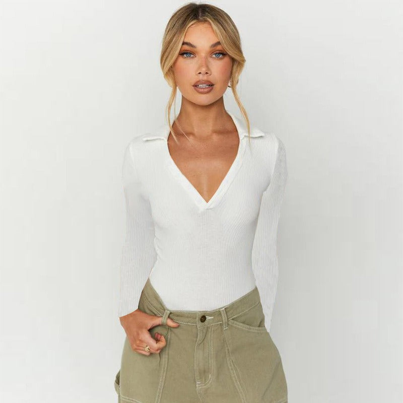The Lolita Body Suit | Sexy Polo Collar Long Sleeve | One Piece Undercoat