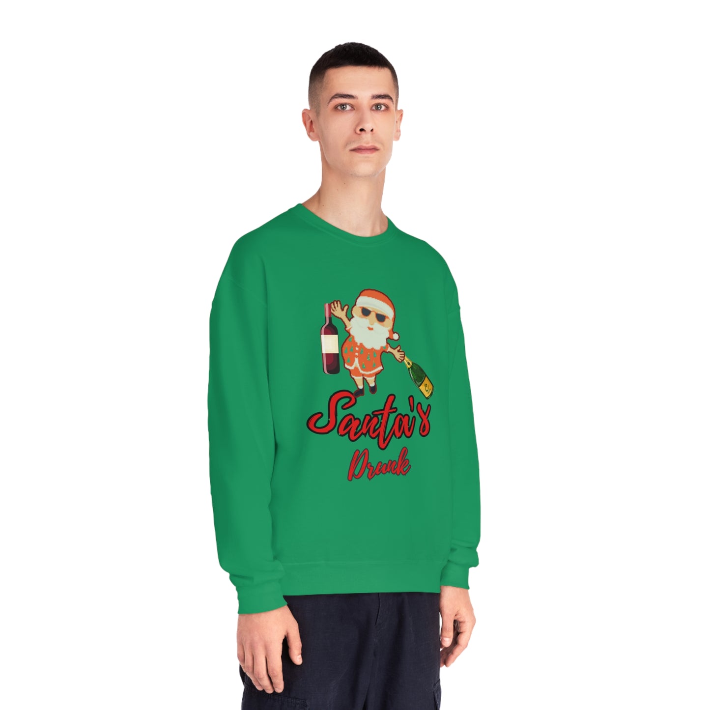 Santa Sweater, Santa's Drunk, Ugly Sweater, Ugly Holiday Sweater, Ugly Christmas Sweater, Unisex NuBlend® Crewneck Sweatshirt