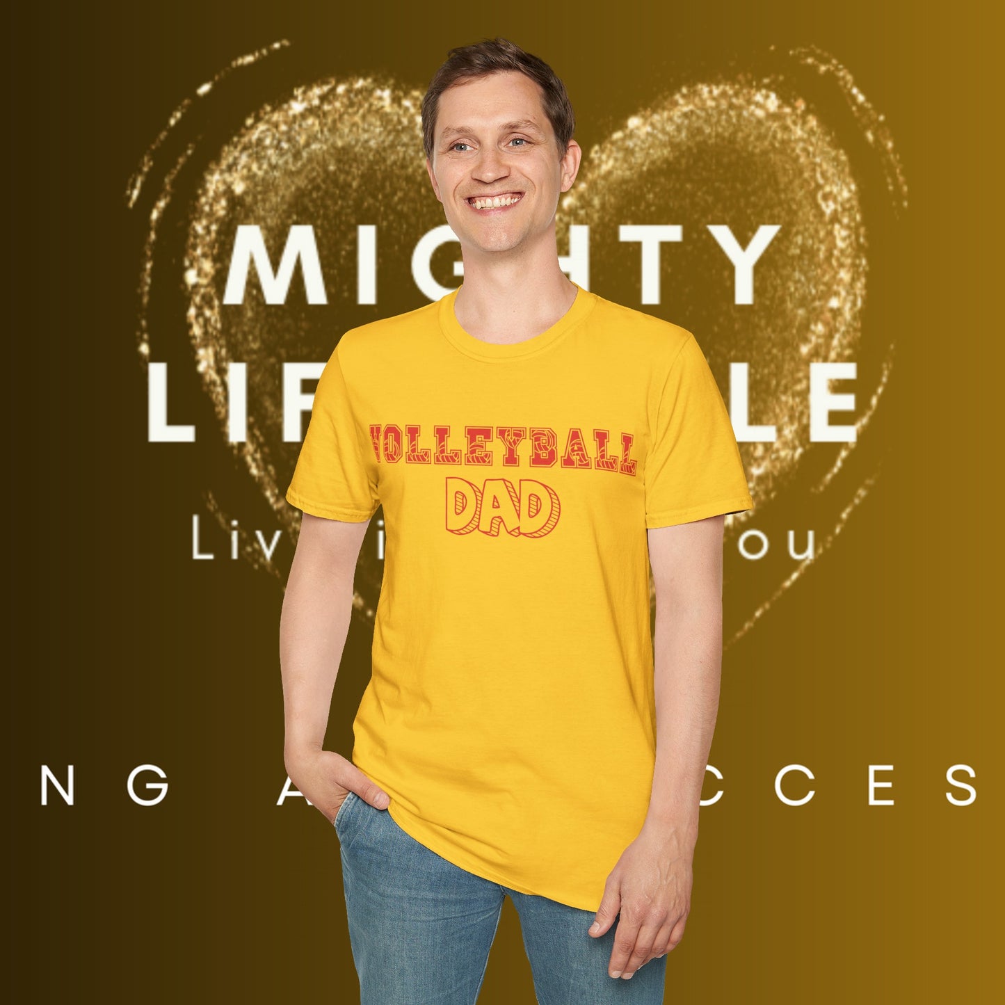 Volleyball Dad | Volleyball Shirt | Sports Shirt | Gift for Dad Gift for Father | Baller Shirt | Mighty Lifestyle | Softstyle T-Shirt