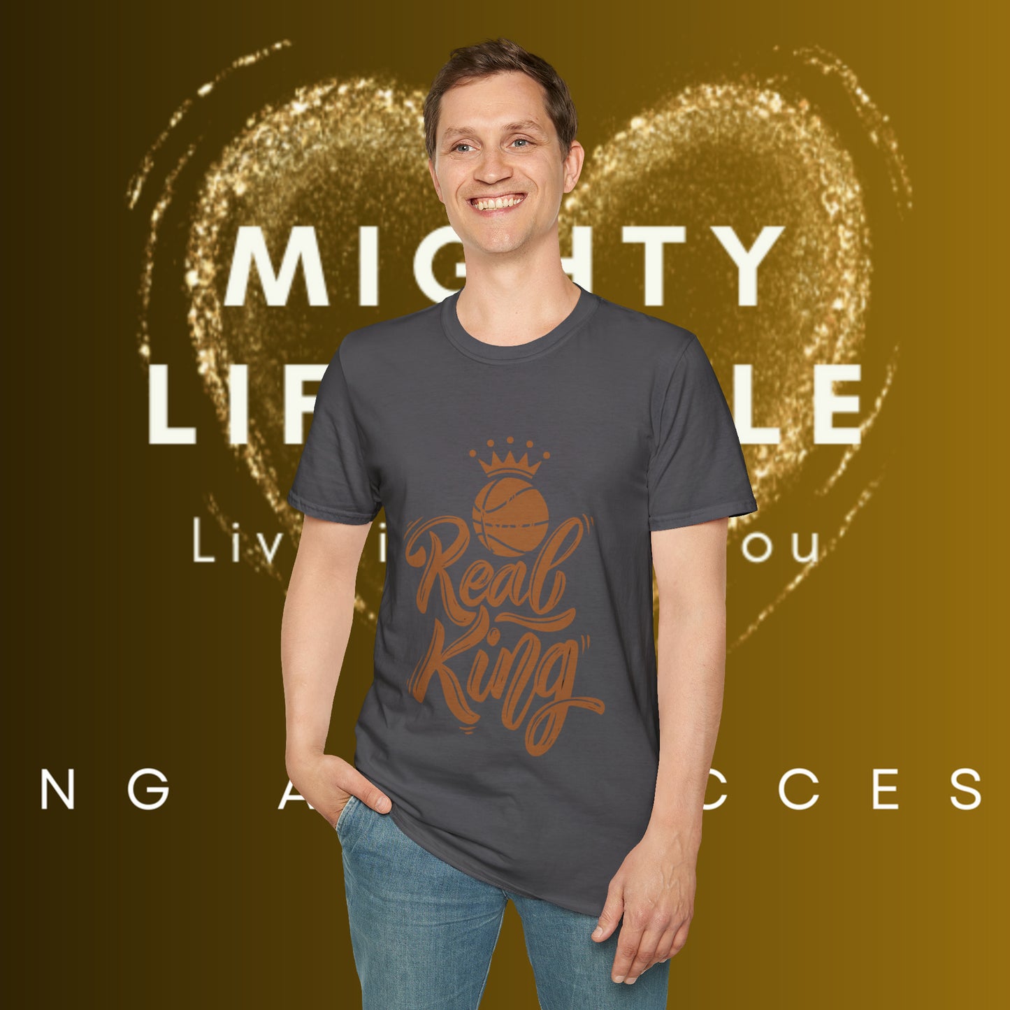 Real King | Basketball Shirt | Men’s Basketball King Shirt | Sports Shirt | Baller Shirt | Mighty Lifestyle | Softstyle T-Shirt
