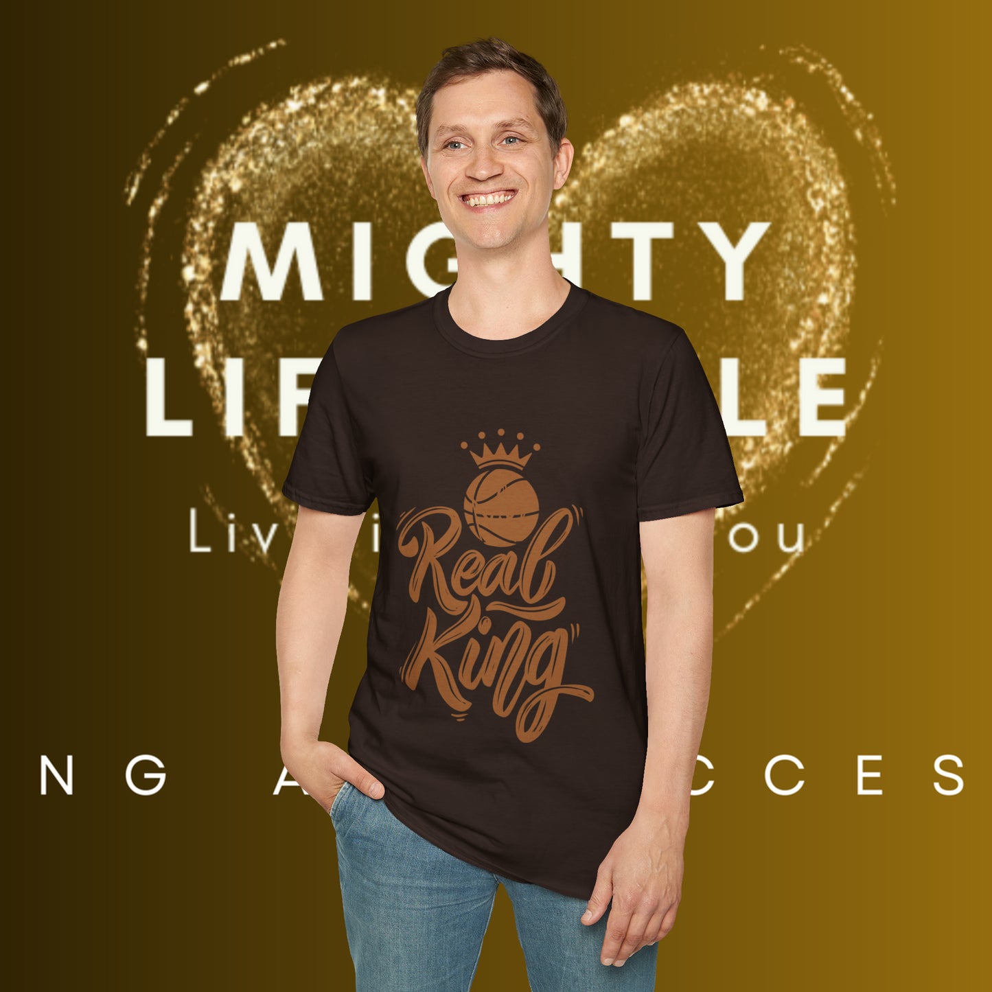 Real King | Basketball Shirt | Men’s Basketball King Shirt | Sports Shirt | Baller Shirt | Mighty Lifestyle | Softstyle T-Shirt