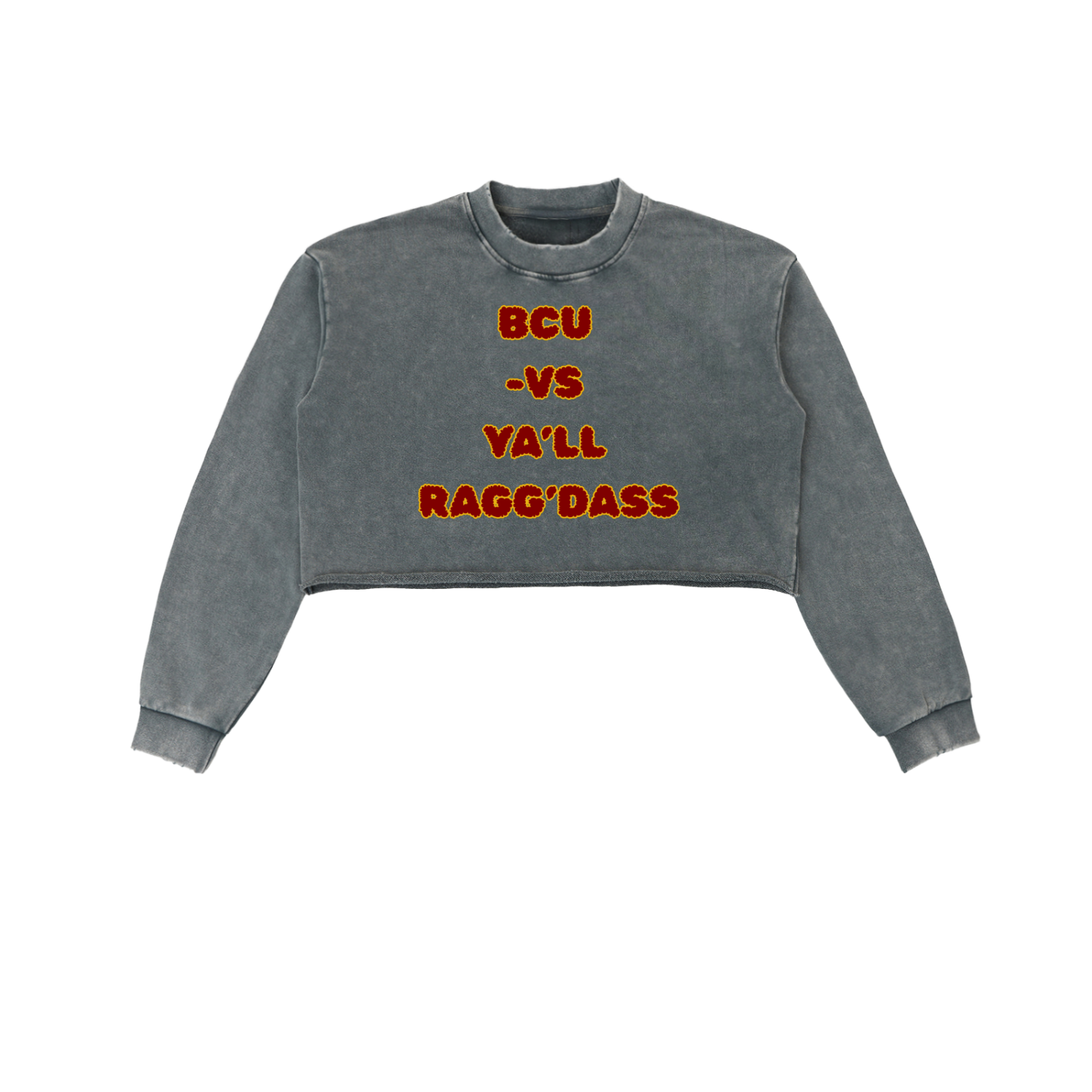 BCU Halter Sweater Bethune Cookman Sweater Snow Washed Raw Edge Cropped Sweatshirt | RAGG’DASS