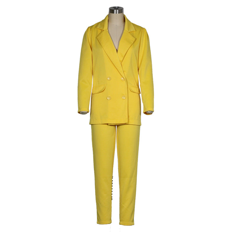 Pastel Women’s Business Suits Beauty Long Sleeved Suit Solid Color Two Piece Suit With Belt