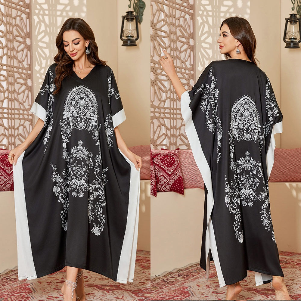 Exotic Comfortable Style Moo Moo Printed Nightgown for Women Spring and Autumn Long Robe Elegant High-end Long Sleep Dress