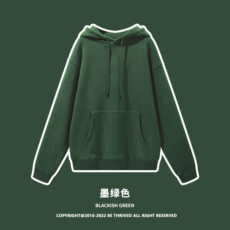 ML Trendy Sleet Two Piece, Autumn And Winter Fleece Thickened Hooded Solid Color Sweater Sweatpants Hoodie Couple Suit
