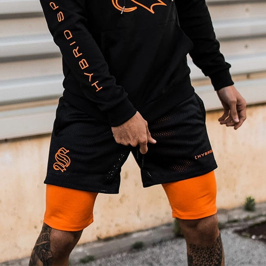 ML Double Layered Basketball Shorts | Trendy Sports Double Layer Shorts For Basketball Running Fitness
