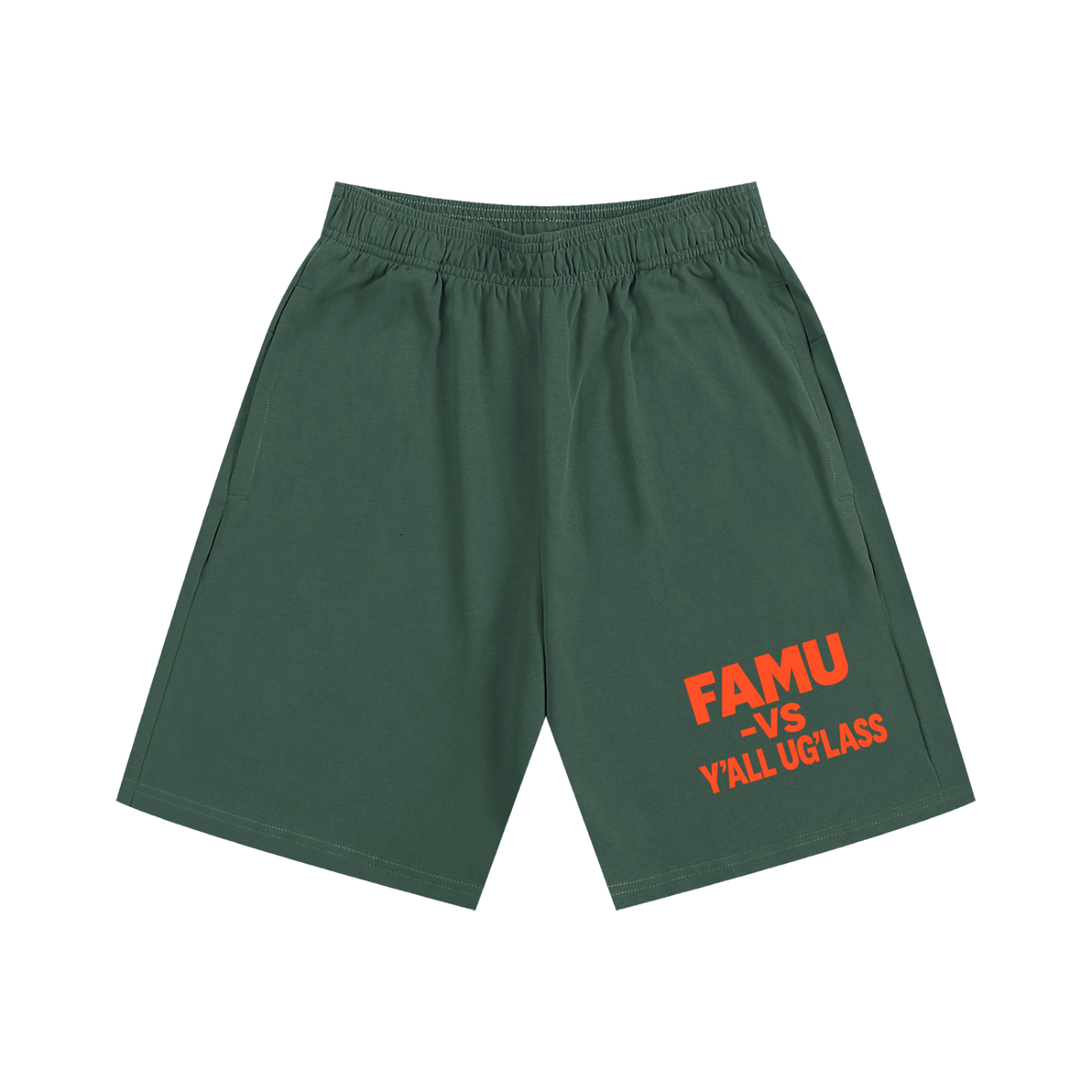 FAMU vs Ya’ll UgLass Essential Heavyweight Cotton Shorts | FAMU vs Ya’ll UgLass Essential Heavyweight Cotton Shorts – Unisex HBCU Rivalry Shorts | Comfortable Streetwear with Attitude