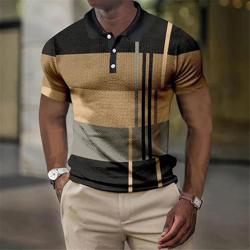 The Brandon Shirt | Neutral Shirt | Fashion Men's Polo Shirt Fashion Casual Men's Short Sleeve 3D Printing Button Golf Sweatshirt