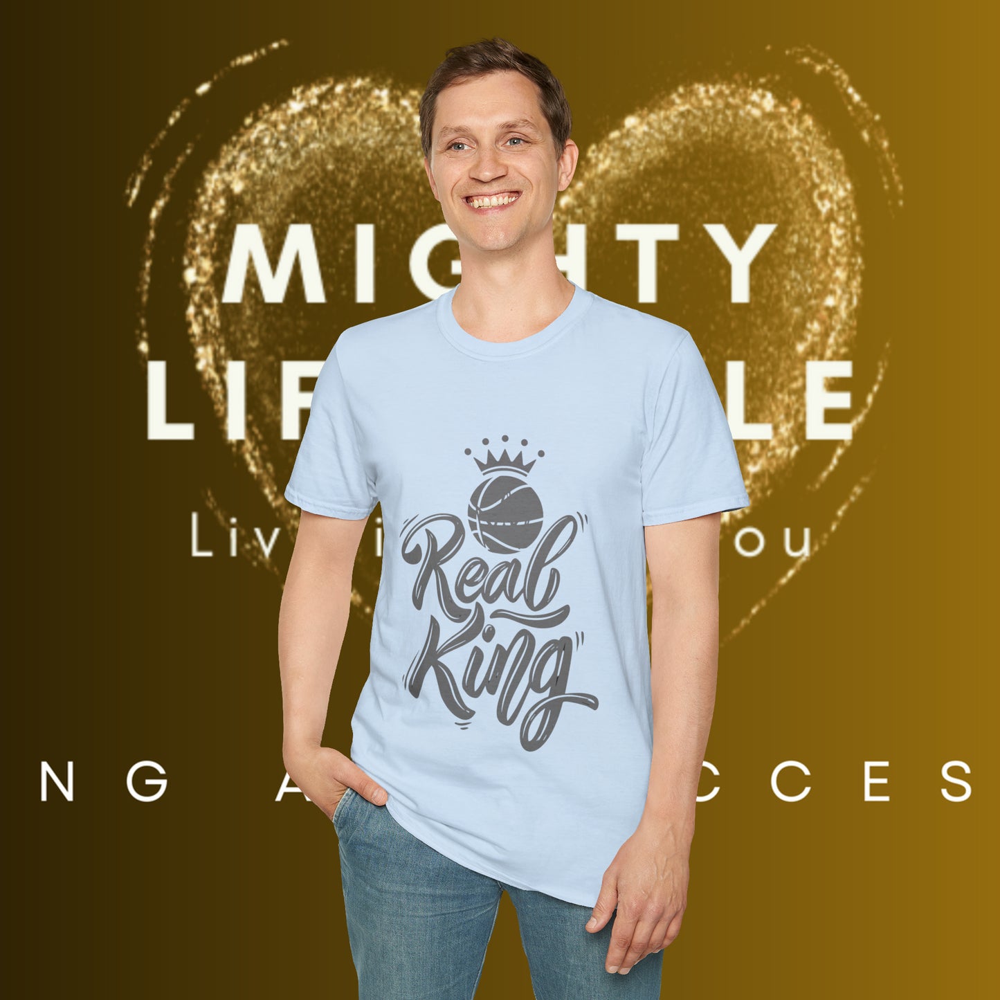 Real King (White) Shirt | Basketball Shirt | Sports Shirt | Baller Shirt | Mighty Lifestyle | Softstyle T-Shirt