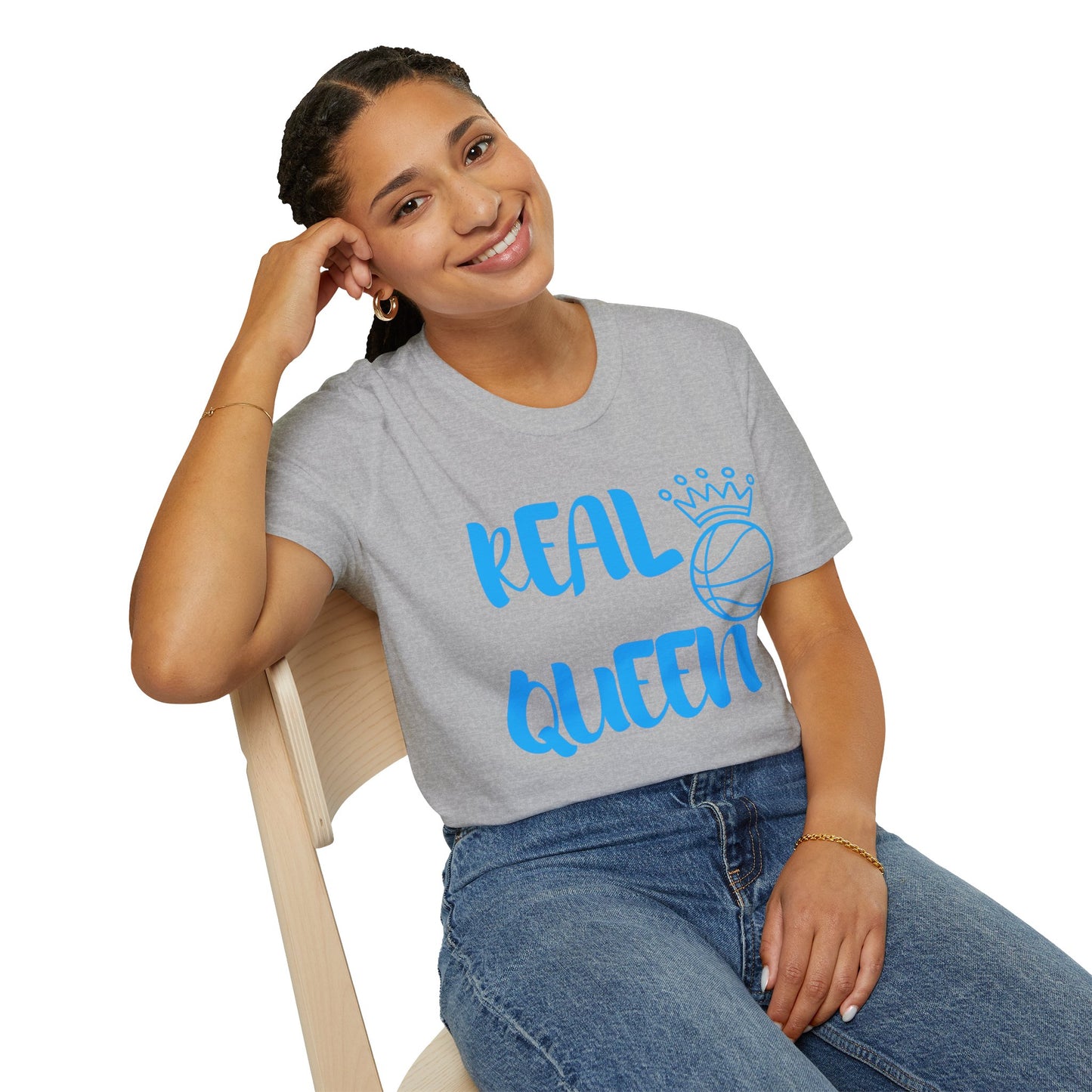 Real Queen Blue Font | Basketball Shirt | Sports Shirt | Baller Shirt | Mighty Lifestyle | Softstyle T-Shirt