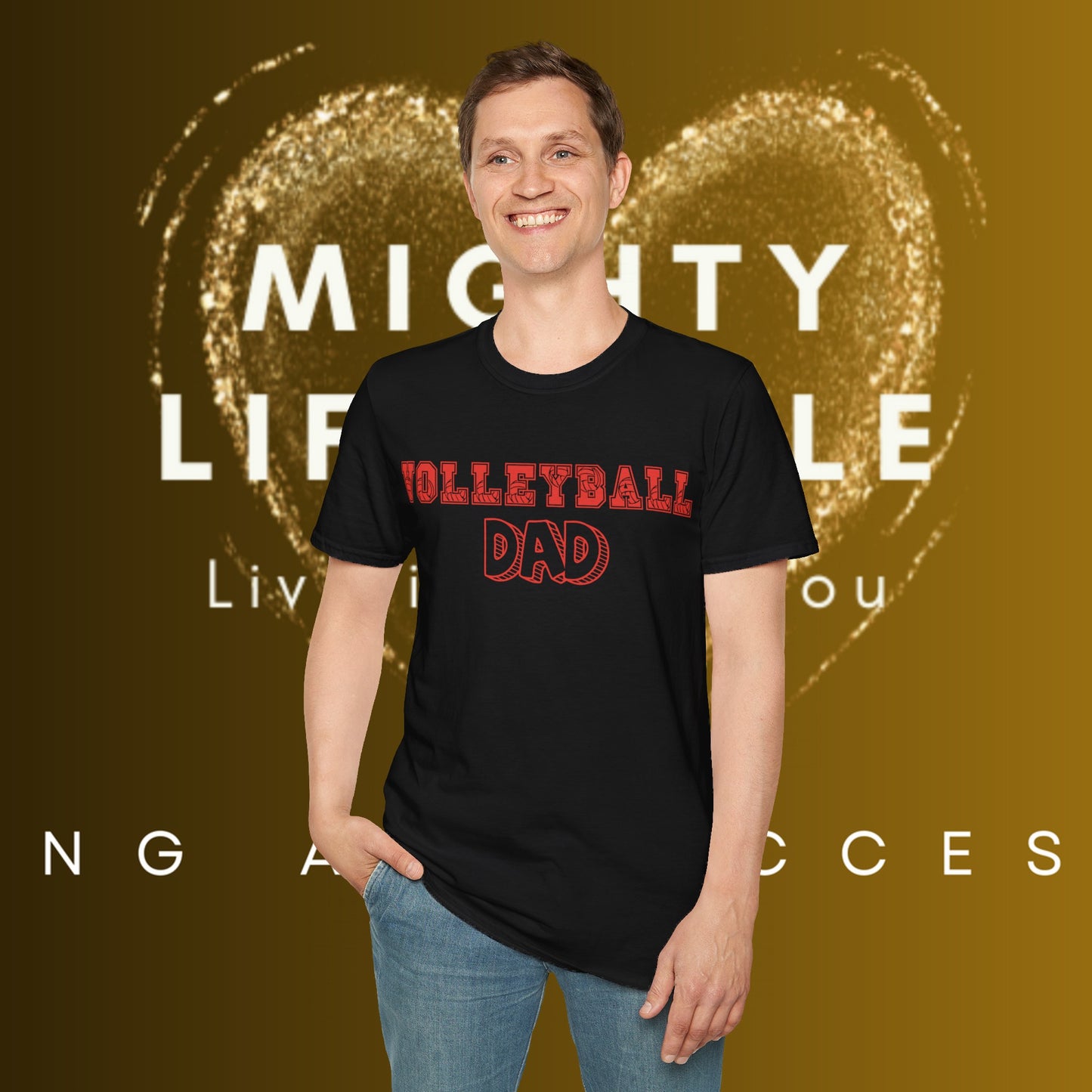 Volleyball Dad | Volleyball Shirt | Sports Shirt | Gift for Dad Gift for Father | Baller Shirt | Mighty Lifestyle | Softstyle T-Shirt
