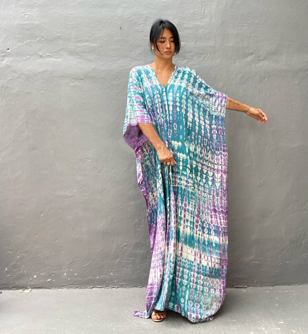Mimi’s Mumu | Sexy MuMu House Dress Beach cover up halo dyed flower dress loose vacation beach robe