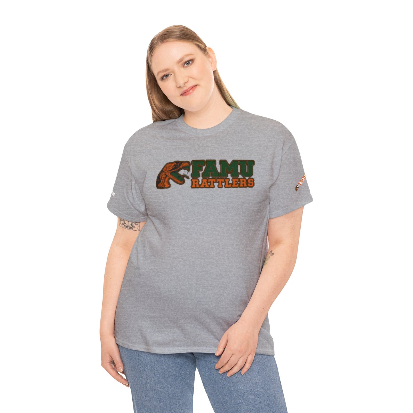 FAMU Rattler Tee with HBCU images on sleeves, FL A&M University Grad, Rattler Nation Tee, hbcu TShirt, Famuly Shirt, shirt for melanin hbcu - Mighty Lifestyle