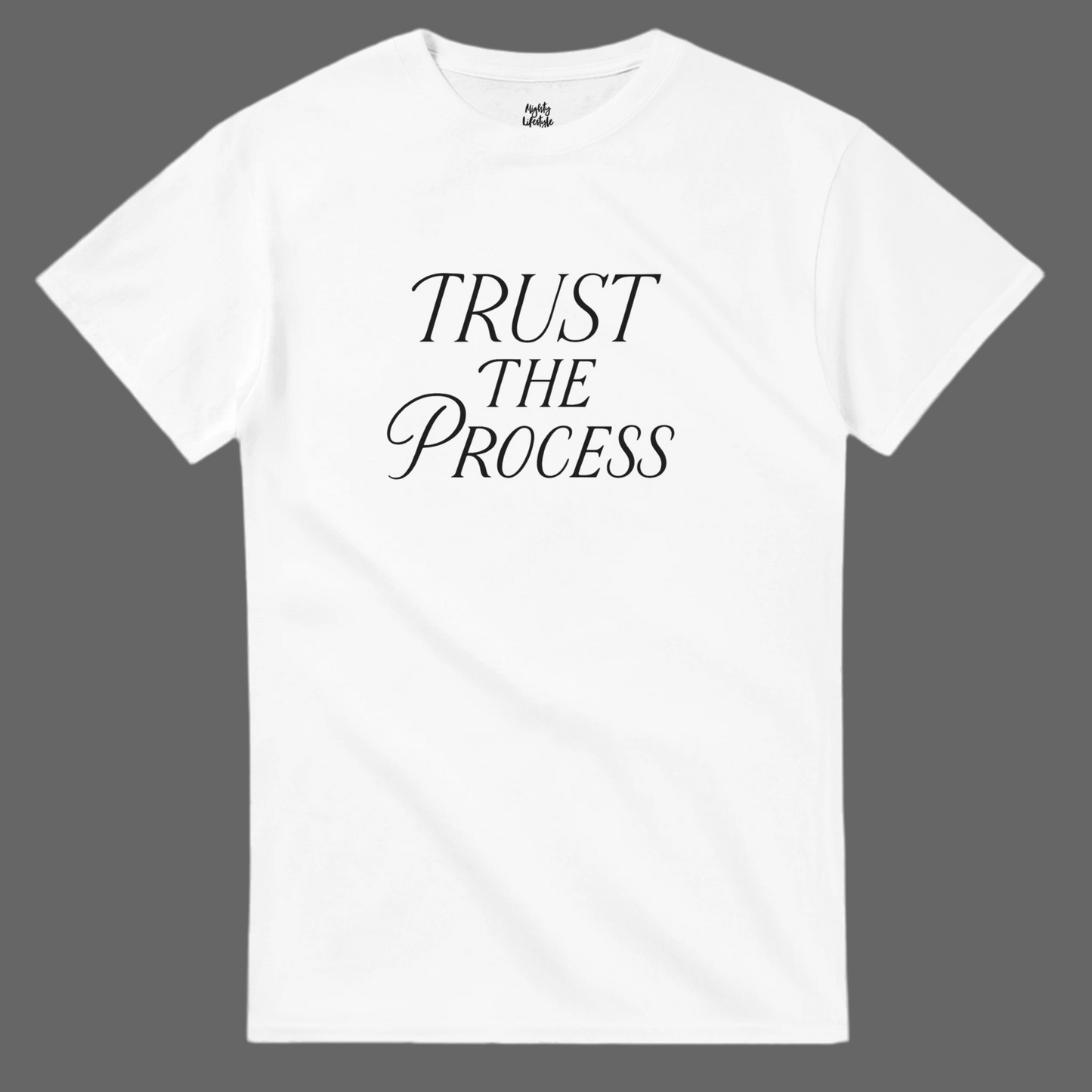 Trust The Process Heavyweight Unisex Crewneck T-shirt | Gildan® 5000 – Christian Apparel by Mighty Lifestyle