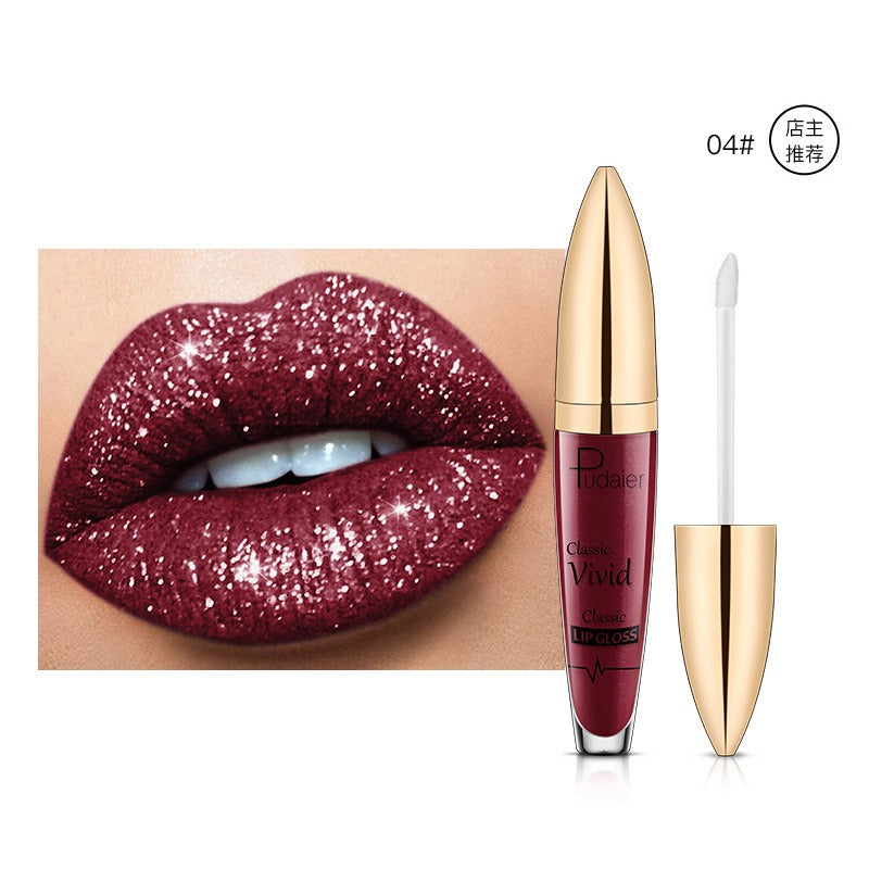 Lucky Lucy Lips | 18 Colors Shiny Lip Gloss for Women Long Lasting Matte Glitter Liquid Lipstick Diamond Shiny Lip Gloss Waterproof Lip Makeup