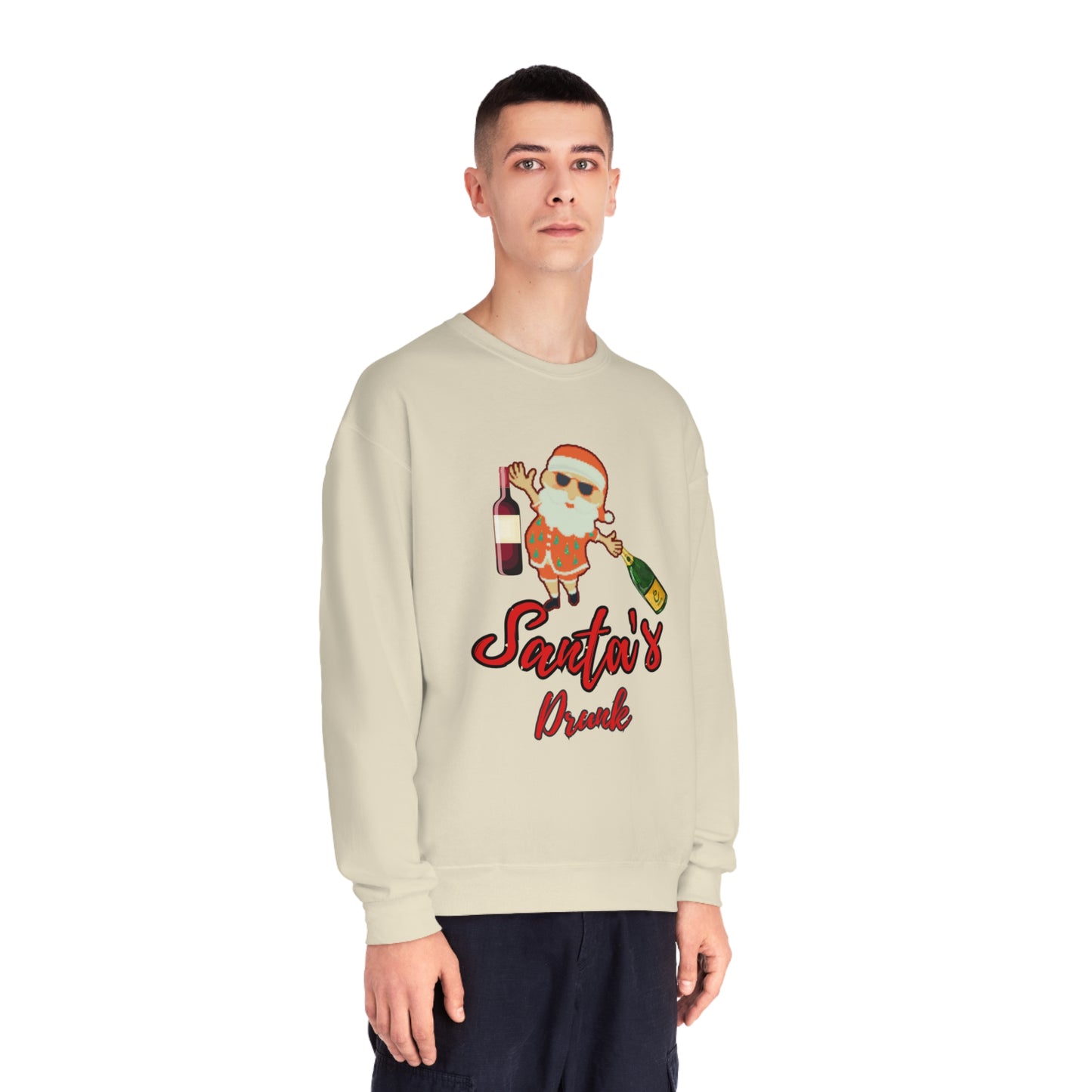 Santa Sweater, Santa's Drunk, Ugly Sweater, Ugly Holiday Sweater, Ugly Christmas Sweater, Unisex NuBlend® Crewneck Sweatshirt