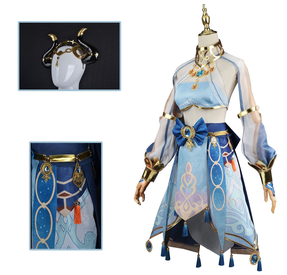 Yuanshen Cos Play | Game Cos Suit Nilu cosplay blue costume female Western dancer suit full set of cosplay