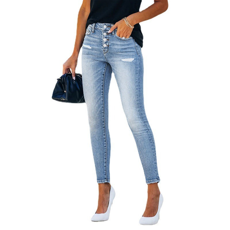Mighty Lifestyle Jeans | Trend Blue Hight Waist Casual Ripped Streetwear Pant Jeans Women