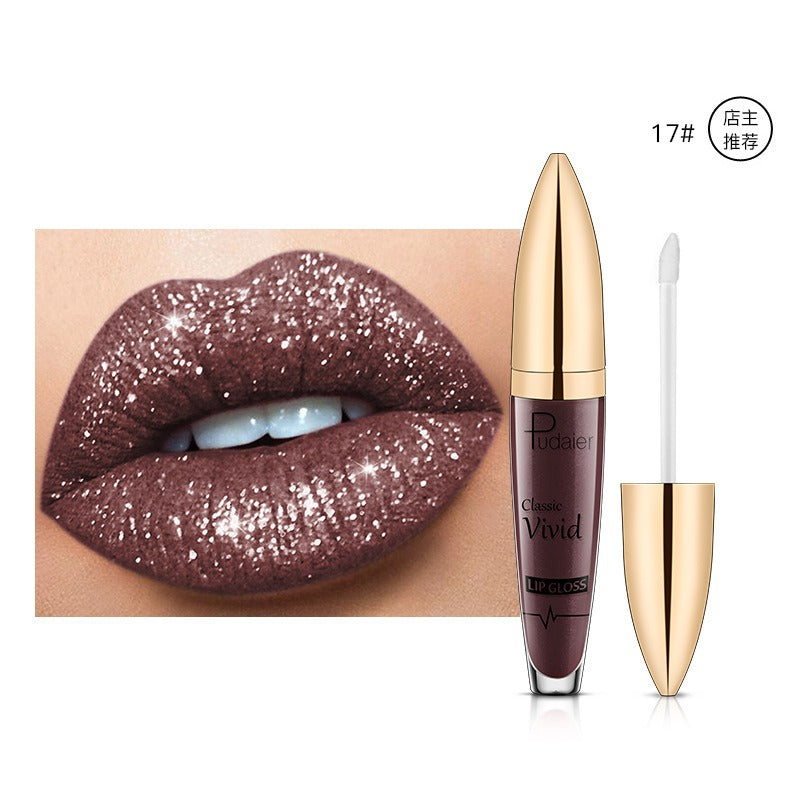Lucky Lucy Lips | 18 Colors Shiny Lip Gloss for Women Long Lasting Matte Glitter Liquid Lipstick Diamond Shiny Lip Gloss Waterproof Lip Makeup