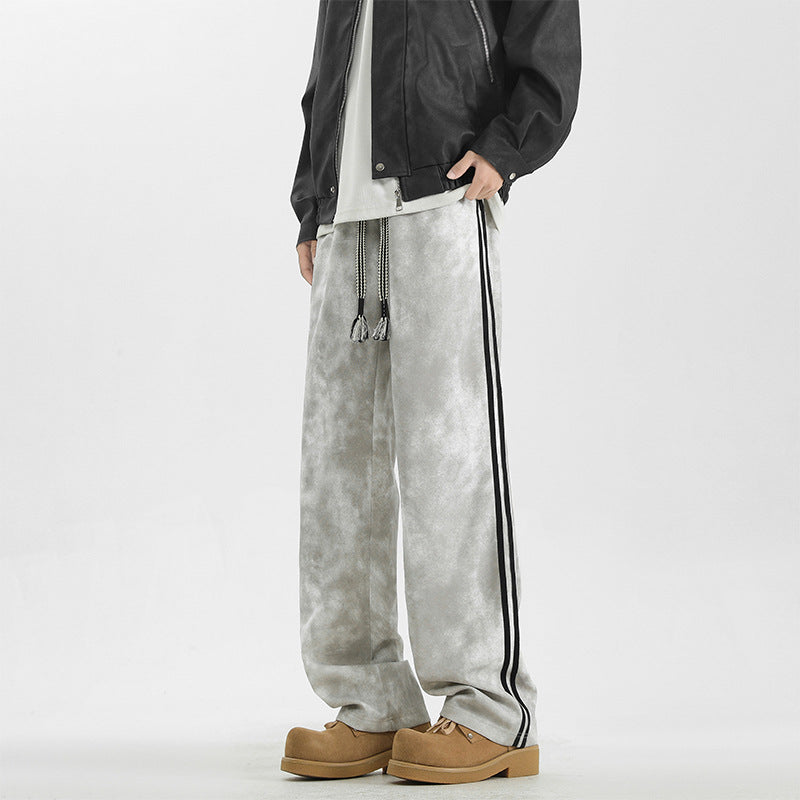 Leon Men’s Loose Straight Leg Pants Streetwear, Casual Long Sports Pants for Men, Camouflage Joggers, Oversized Drawstring Trousers (M–4XL)