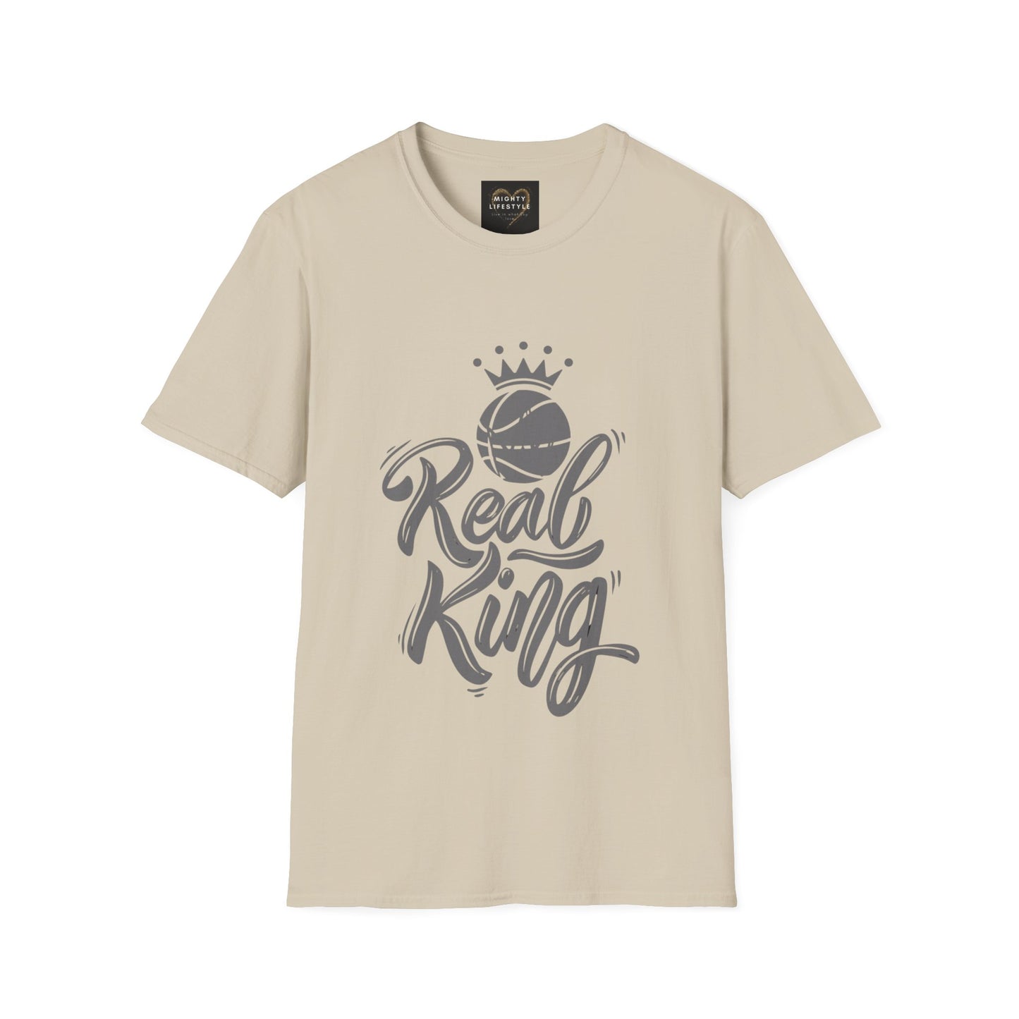 Real King (White) Shirt | Basketball Shirt | Sports Shirt | Baller Shirt | Mighty Lifestyle | Softstyle T-Shirt