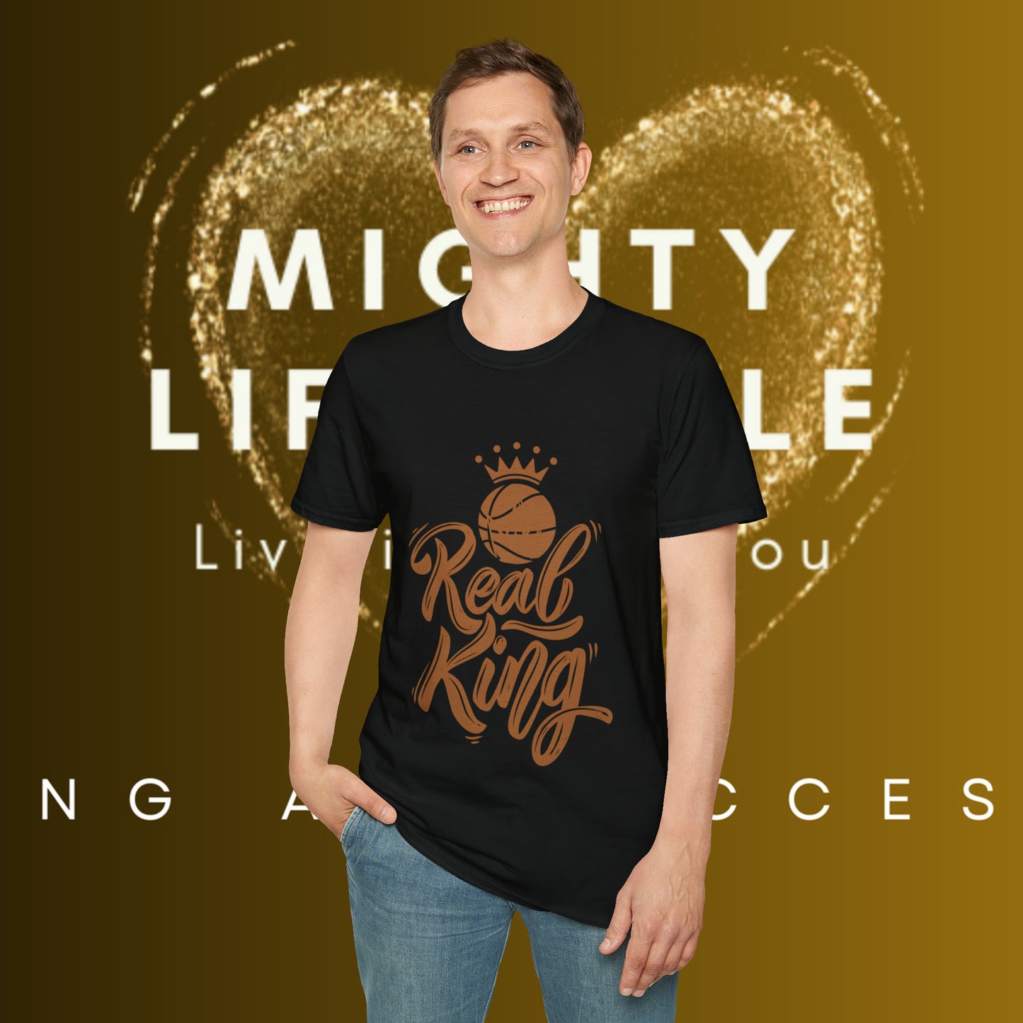 Real King | Basketball Shirt | Men’s Basketball King Shirt | Sports Shirt | Baller Shirt | Mighty Lifestyle | Softstyle T-Shirt