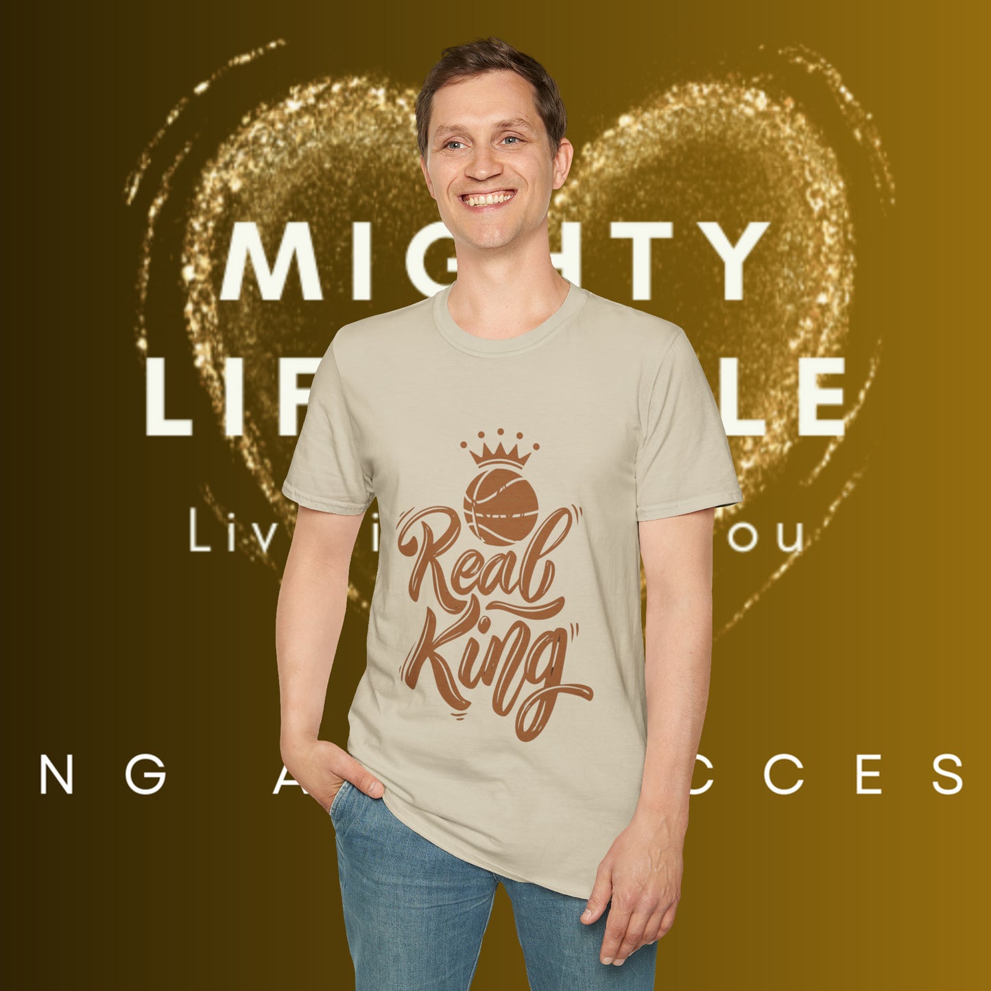 Real King | Basketball Shirt | Men’s Basketball King Shirt | Sports Shirt | Baller Shirt | Mighty Lifestyle | Softstyle T-Shirt