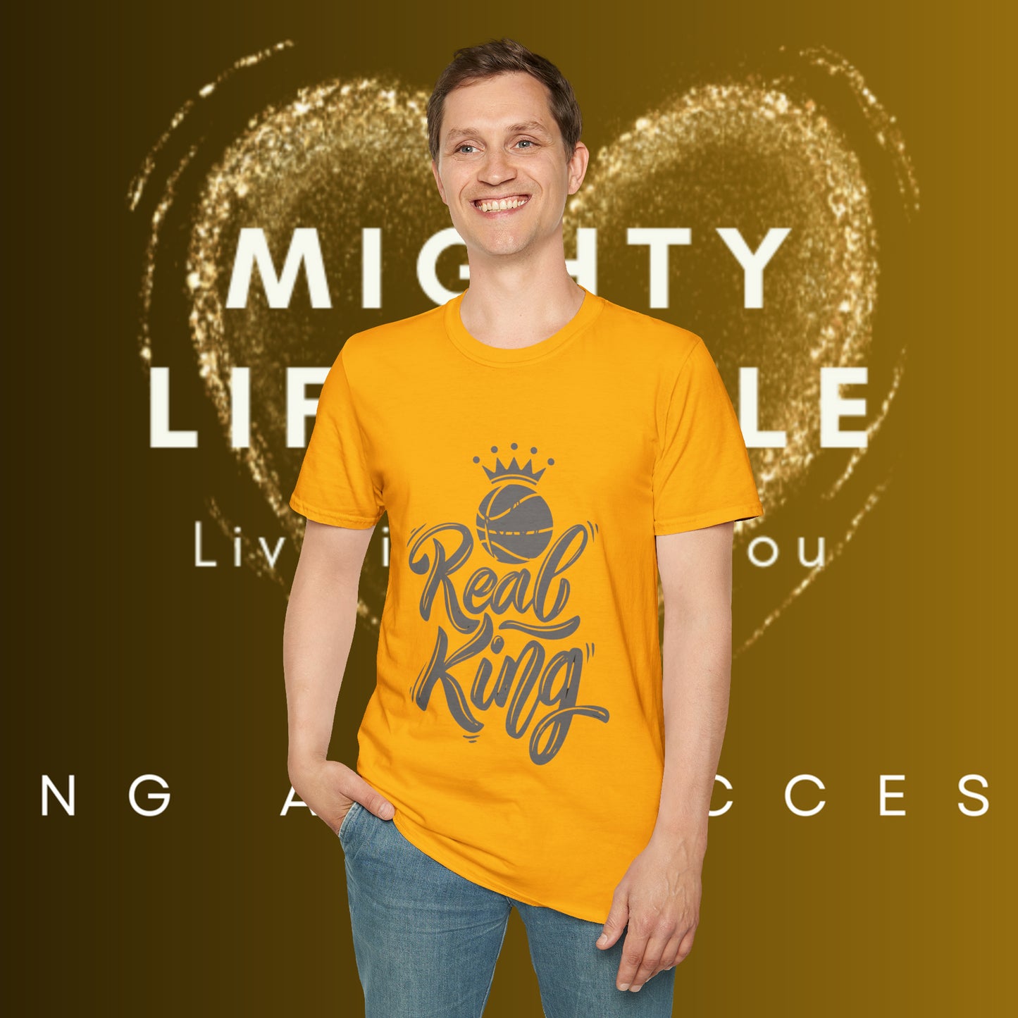 Real King (White) Shirt | Basketball Shirt | Sports Shirt | Baller Shirt | Mighty Lifestyle | Softstyle T-Shirt