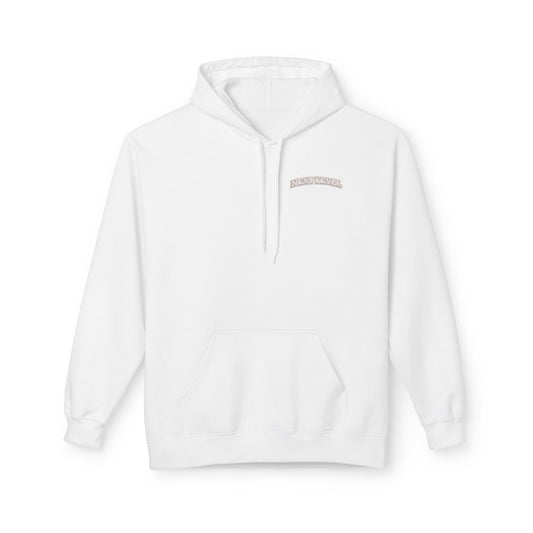 Majestic Vertical Text Hoodie — Minimal White Graphic Pullover Christian Hoodie Godly Hoodie Sports Hoodie Mighty Lifestyle Hoodie