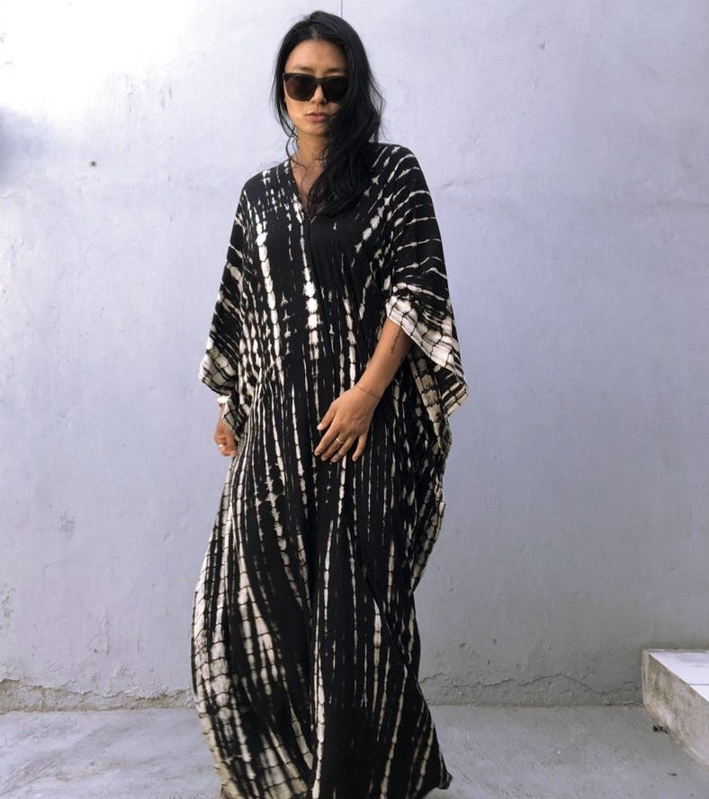 Mimi’s Mumu | Sexy MuMu House Dress Beach cover up halo dyed flower dress loose vacation beach robe